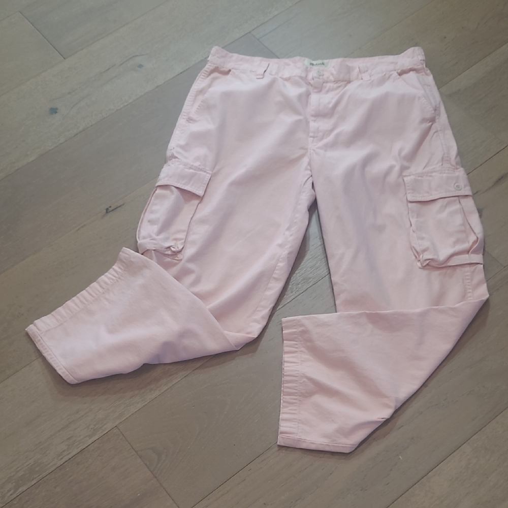 Madewell Low-Slung Cargo Pants Women's sz 31 Pink Straight Crop/Ankle Leg Pants